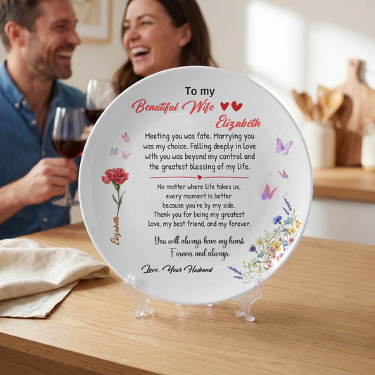 Personalized "To My Beautiful Wife" Keepsake Plate