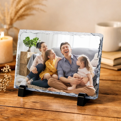 Personalised Photo Slate - Custom Rock Gift with Stand