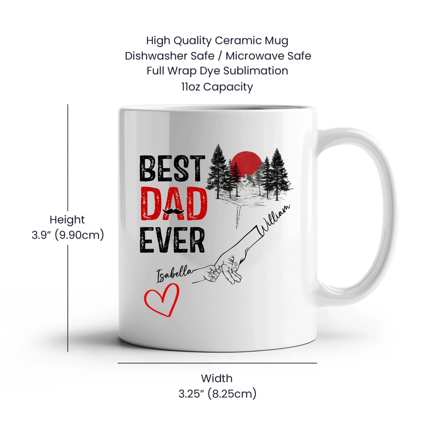 11oz White Mug Spec Image