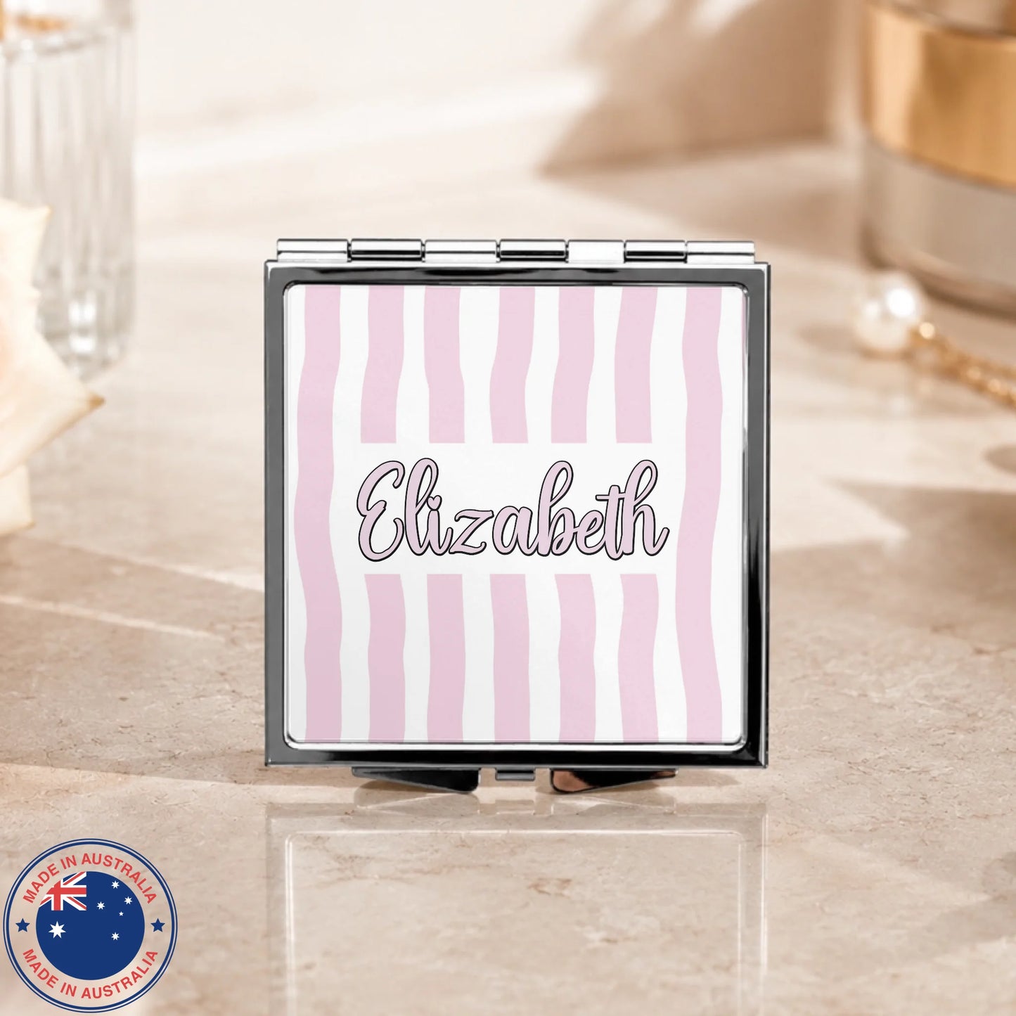 Personalized Stripped Compact Mirror