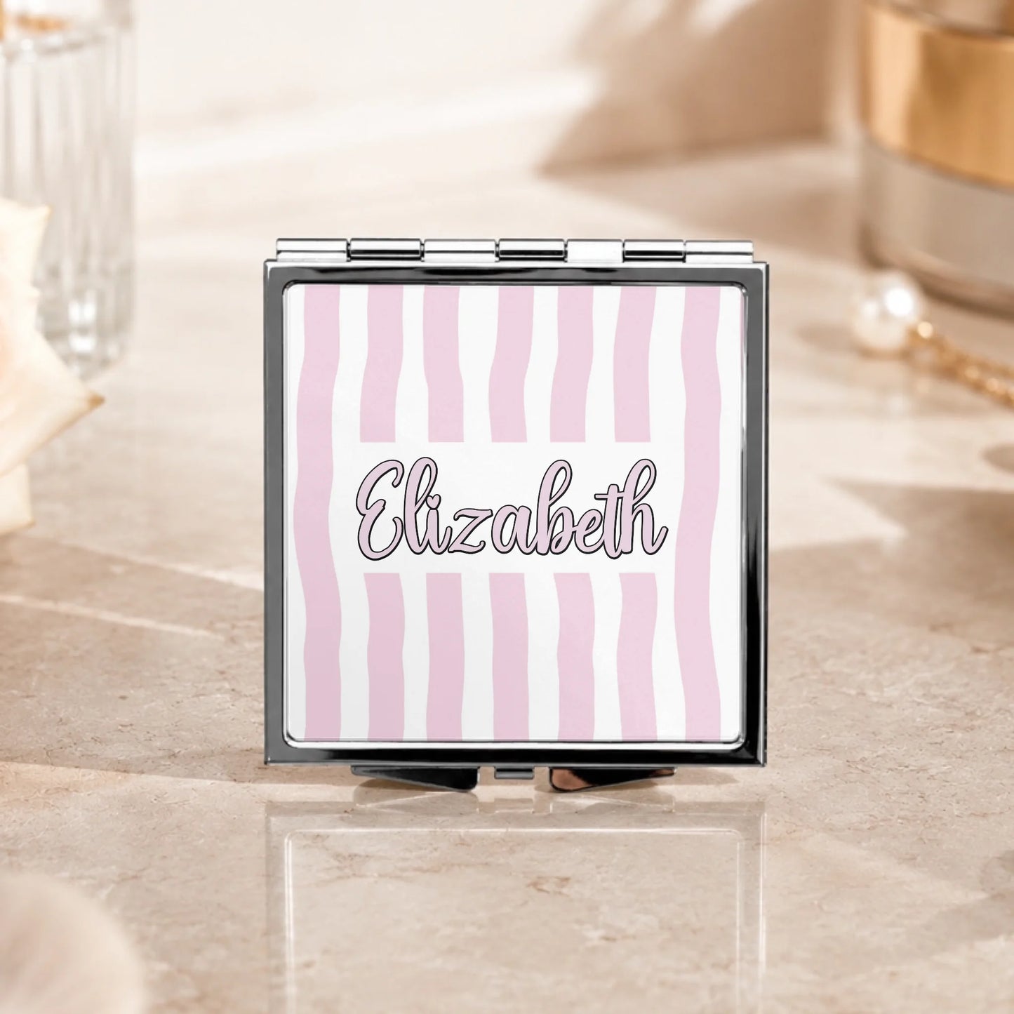 Personalized Stripped Compact Mirror