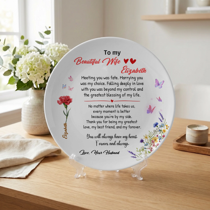 Personalized "To My Beautiful Wife" Keepsake Plate