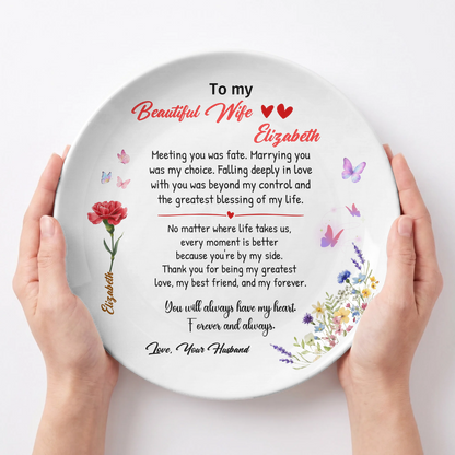 Personalized "To My Beautiful Wife" Keepsake Plate