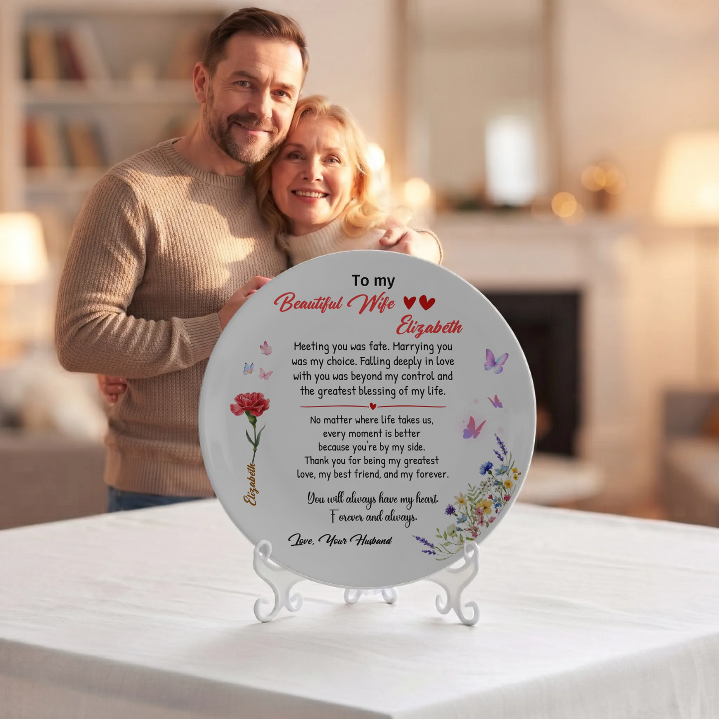 Personalized "To My Beautiful Wife" Keepsake Plate