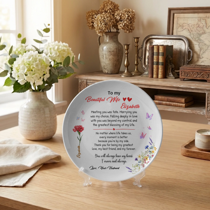 Personalized "To My Beautiful Wife" Keepsake Plate