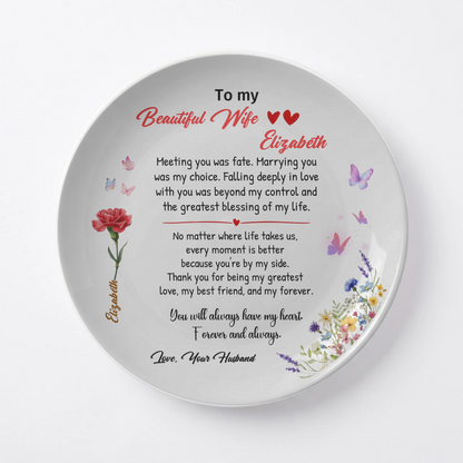 Personalized "To My Beautiful Wife" Keepsake Plate