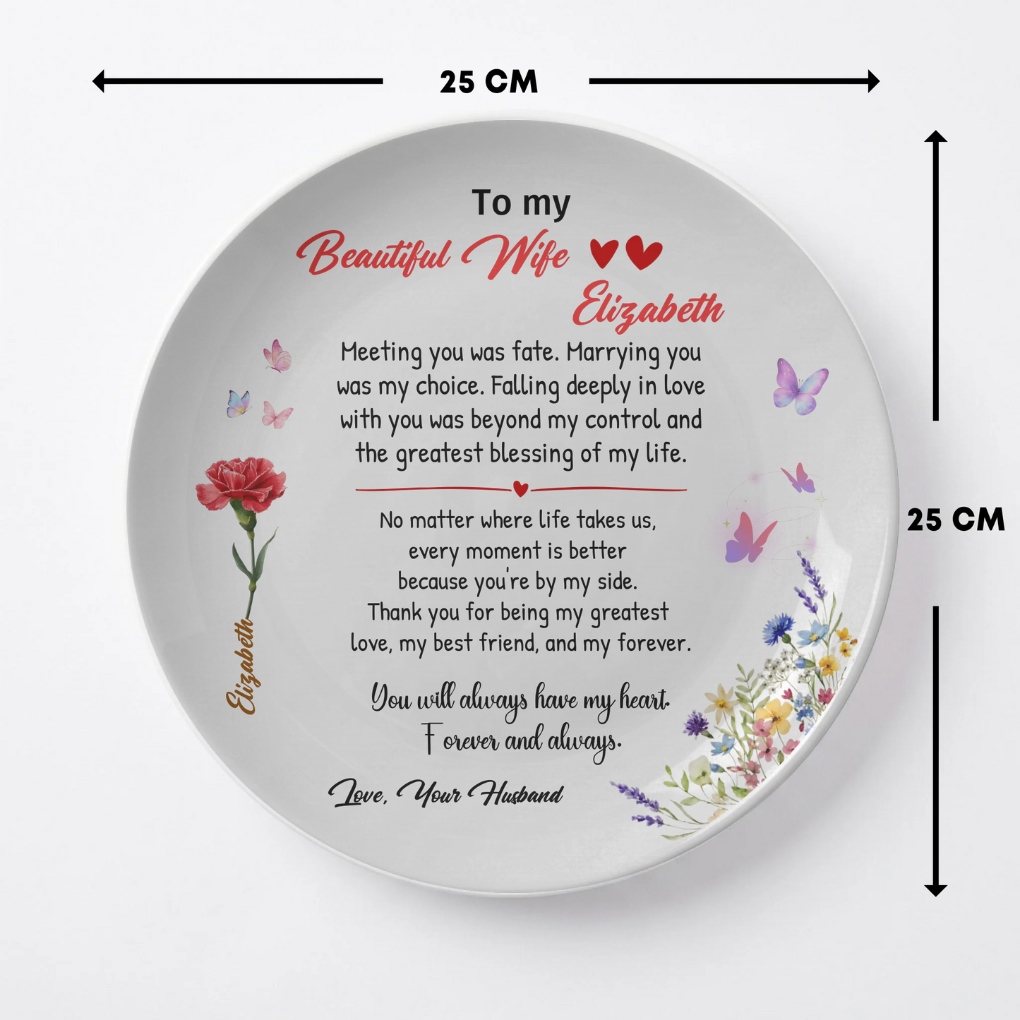 Personalized "To My Beautiful Wife" Keepsake Plate