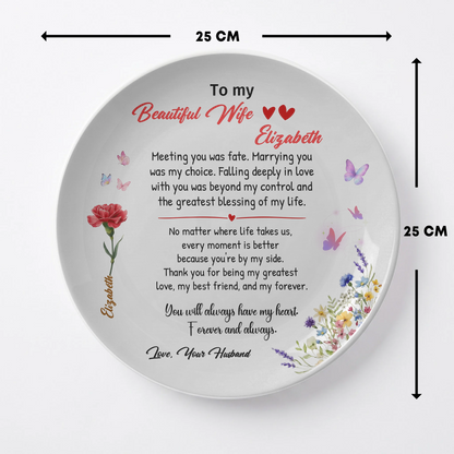 Personalized "To My Beautiful Wife" Keepsake Plate