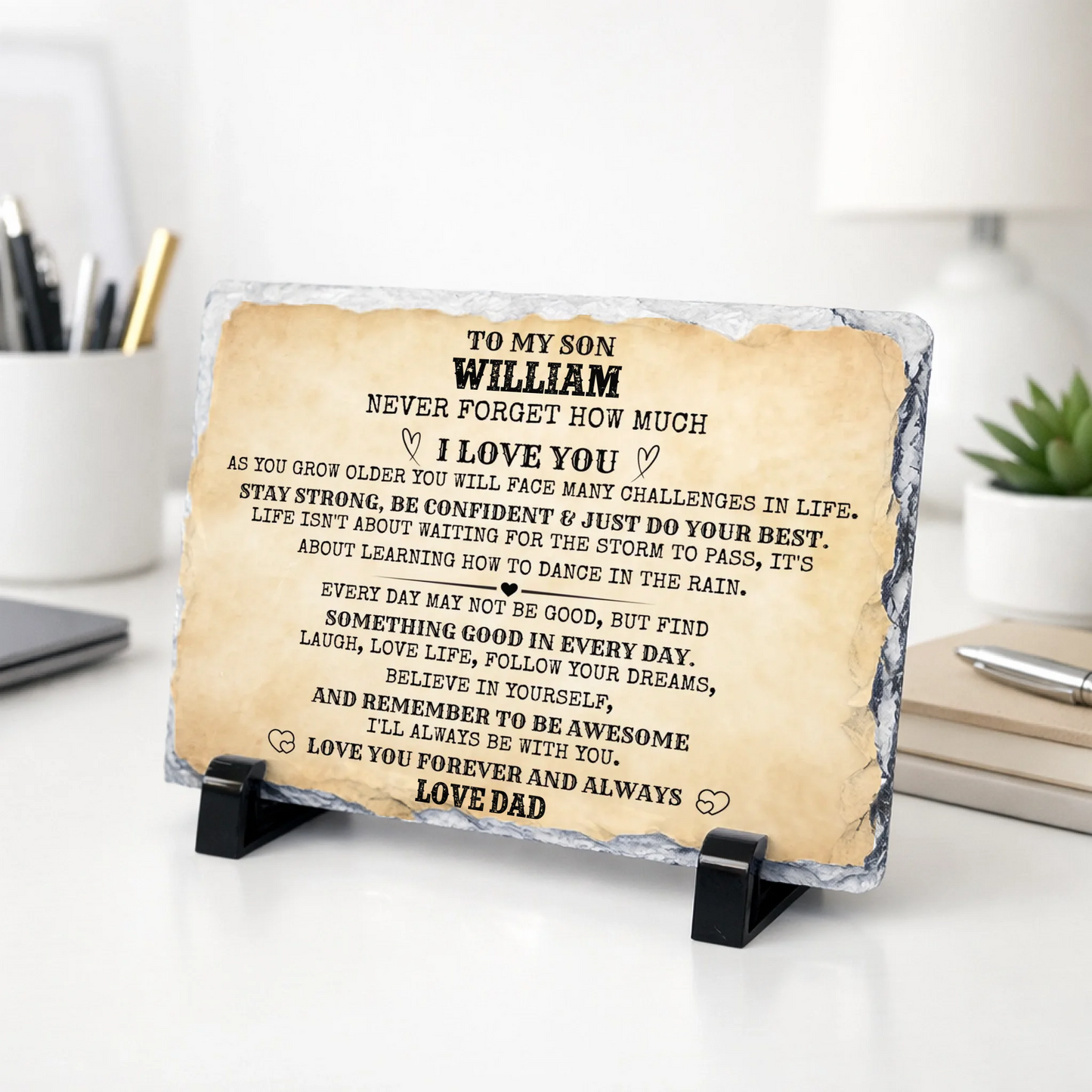 To My Son / To My Daughter Personalized Rock Slate