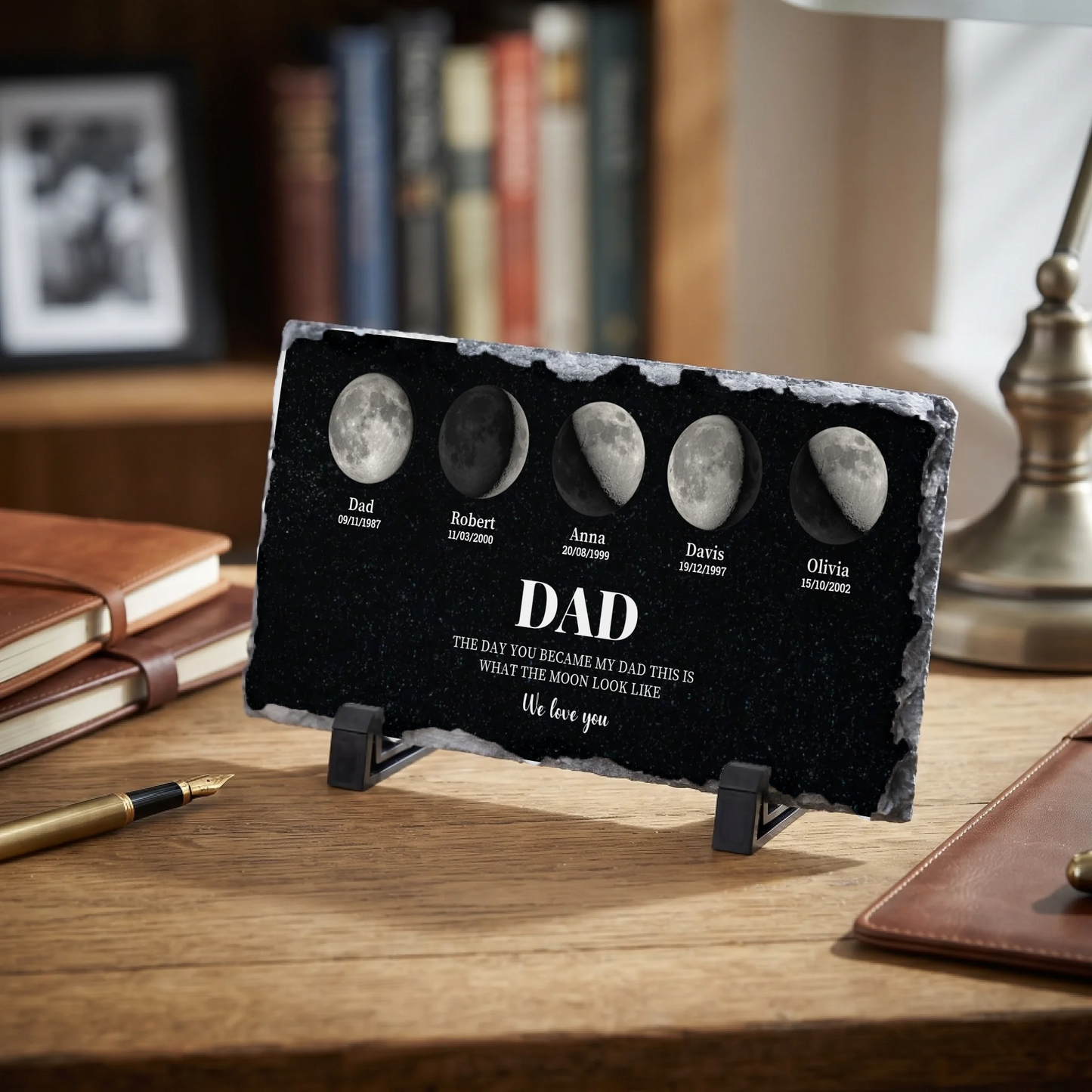 The Day You Became My Dad - Moon Phase Rock Slate