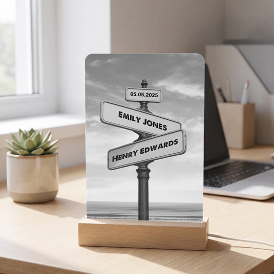Personalized Street Sign Acrylic LED Lamp - Light Your Love Story