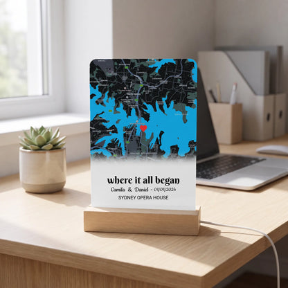 Personalized “Where It All Began” Map LED Lamp