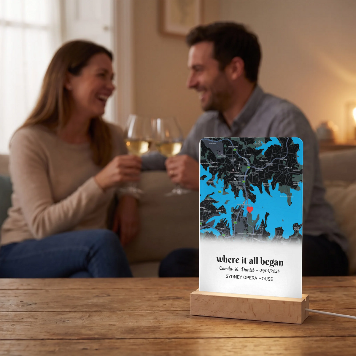Personalized “Where It All Began” Map LED Lamp