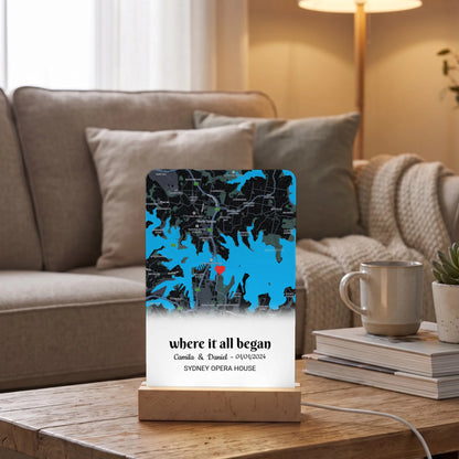 Personalized “Where It All Began” Map LED Lamp