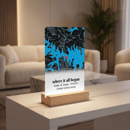 Personalized “Where It All Began” Map LED Lamp