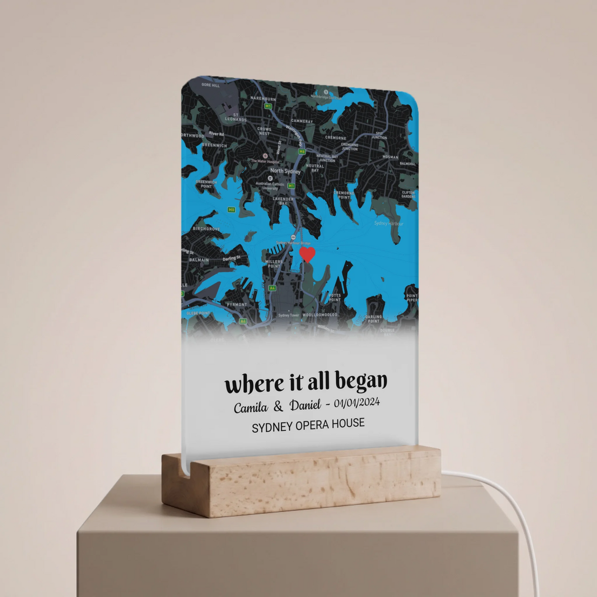 Personalized “Where It All Began” Map LED Lamp