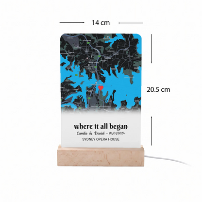 Personalized “Where It All Began” Map LED Lamp