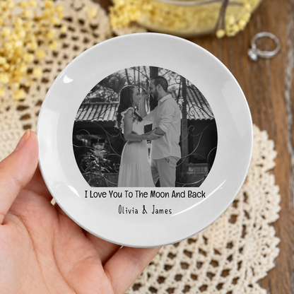 Personalised Couple Photo Plate – I Love You to the Moon and Back