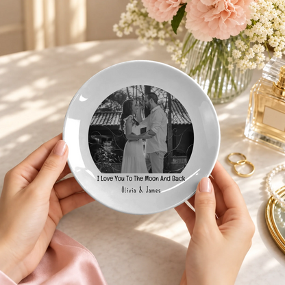 Personalised Couple Photo Plate – I Love You to the Moon and Back