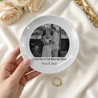 Personalised Couple Photo Plate – I Love You to the Moon and Back