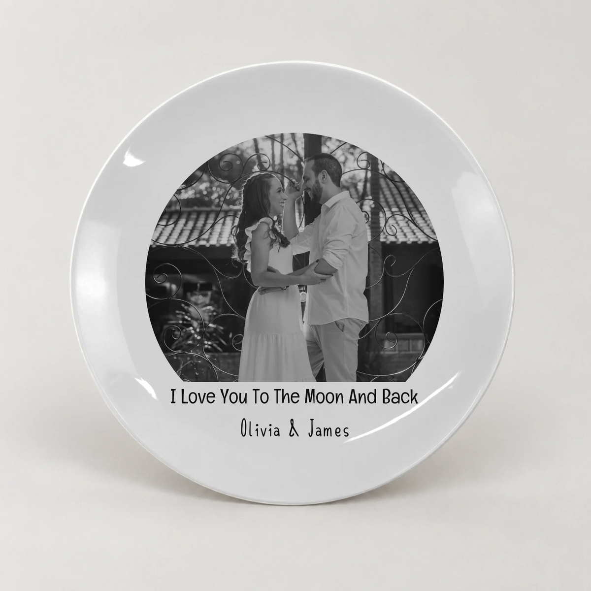 Personalised Couple Photo Plate – I Love You to the Moon and Back