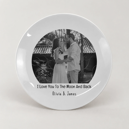 Personalised Couple Photo Plate – I Love You to the Moon and Back