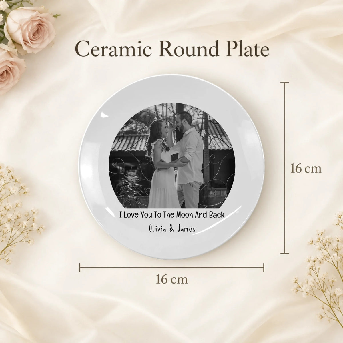 Personalised Couple Photo Plate – I Love You to the Moon and Back