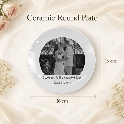 Personalised Couple Photo Plate – I Love You to the Moon and Back