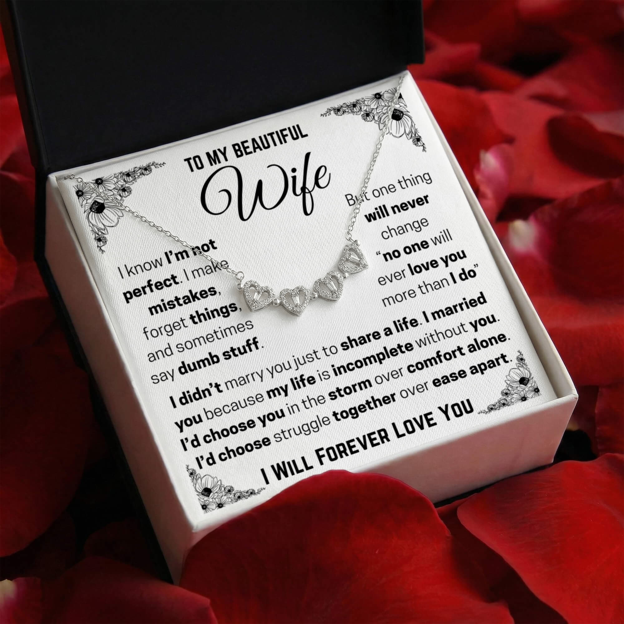 To My Wife - Luxury Magnetic Hearts Necklace