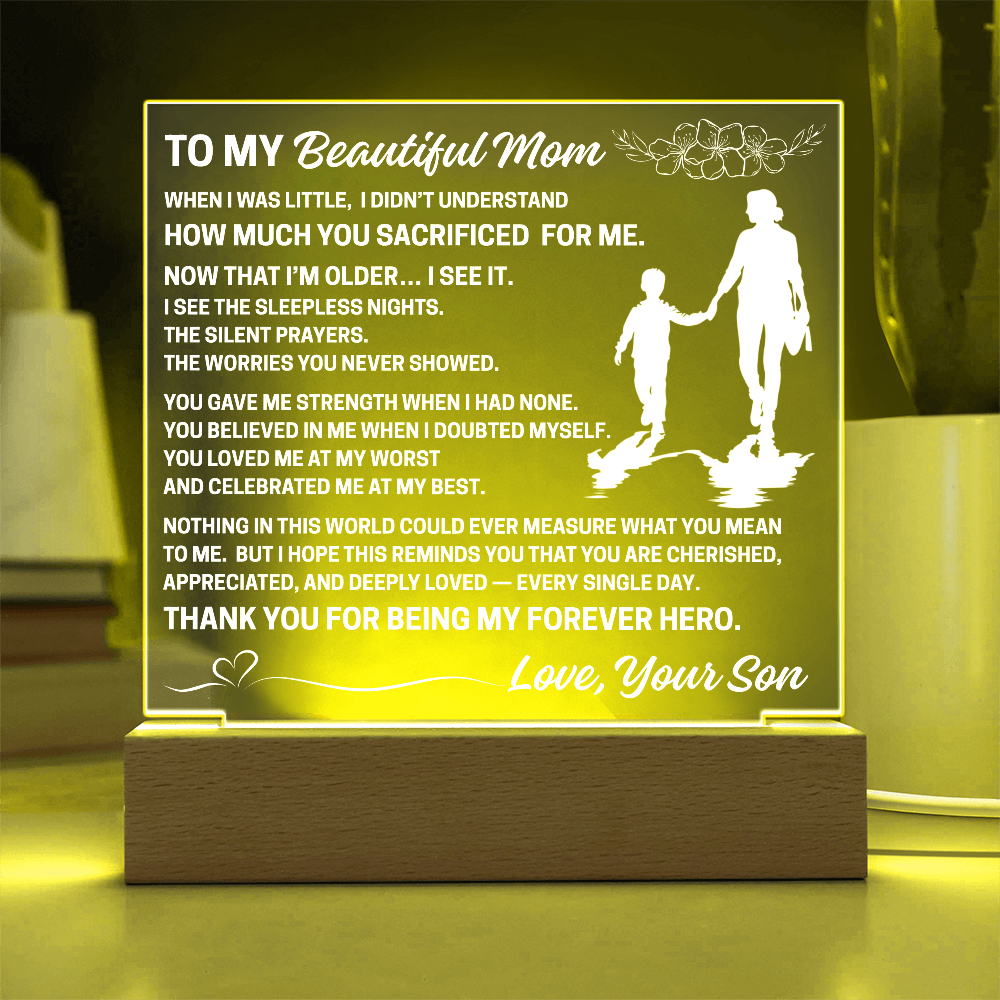 To My Mom - LED Acrylic Square Plaque (Gift From Son)