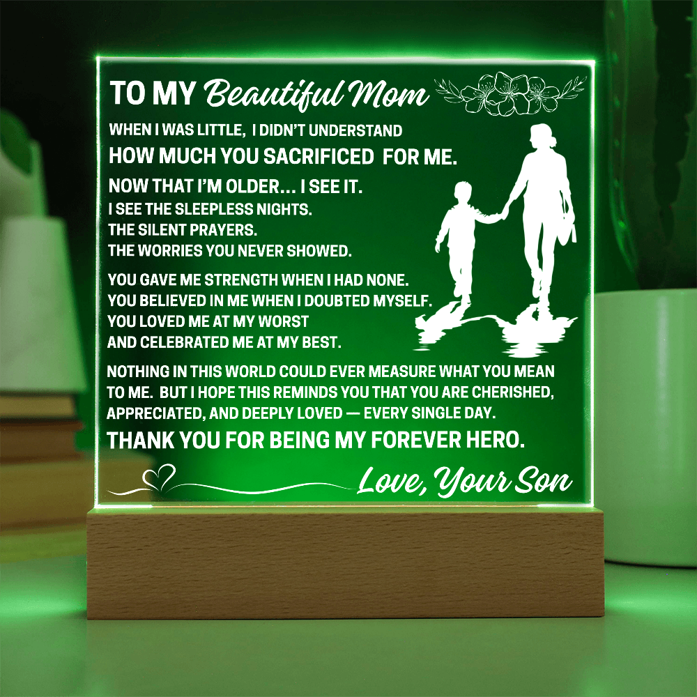 To My Mom - LED Acrylic Square Plaque (Gift From Son)