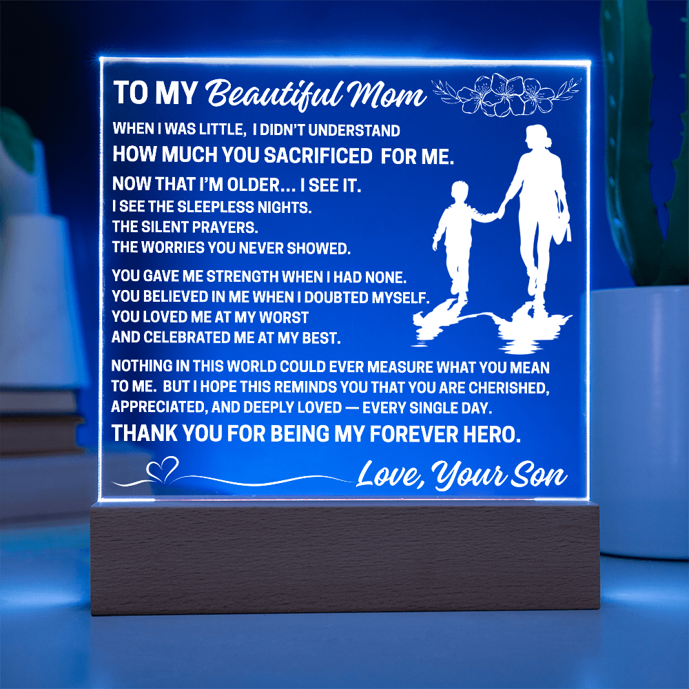 To My Mom - LED Acrylic Square Plaque (Gift From Son)