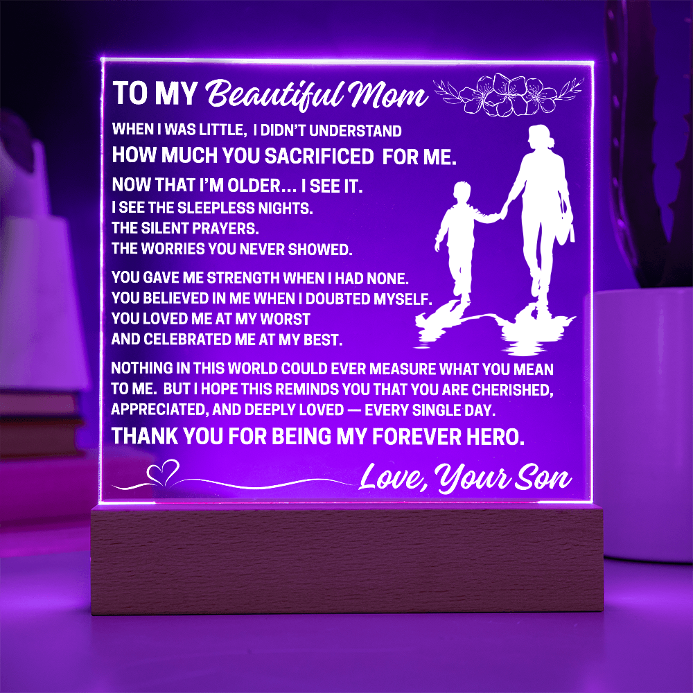 To My Mom - LED Acrylic Square Plaque (Gift From Son)